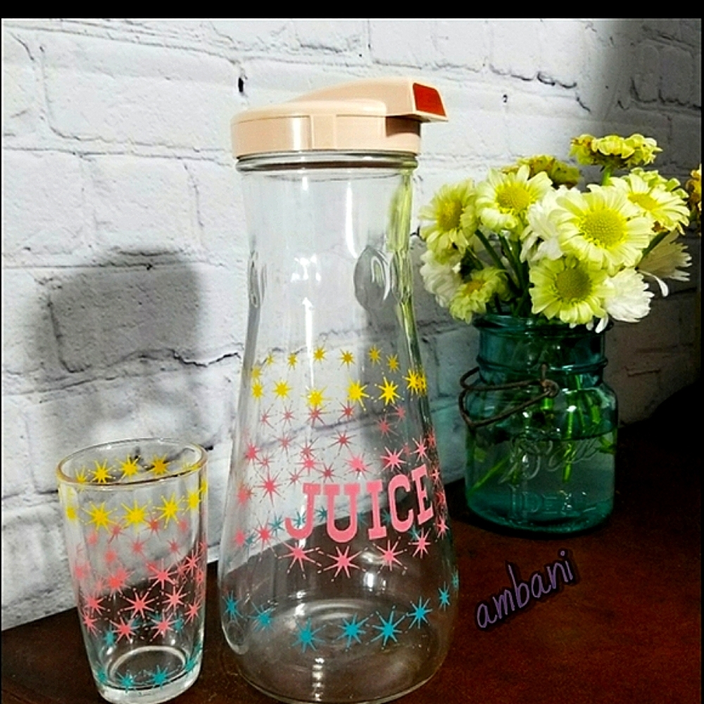 Juice Carafe, 1950s Atomic Starburst with Pale Pink Flap Lid⚡️ - Picture 7 of 7